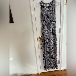 Soma Navy Blue and White Paisley Maxi Dress